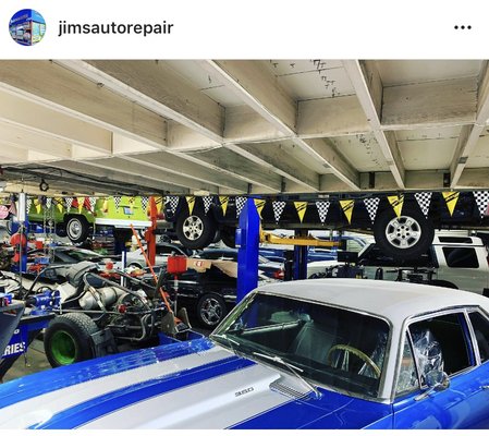 Classic cars inside the repair shop